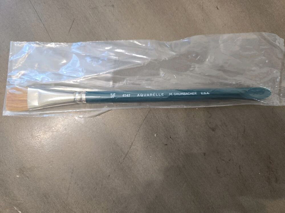 New M. Grumbacher 3/4" 6142 Aquarelle USA Paint Brush Paintbrush